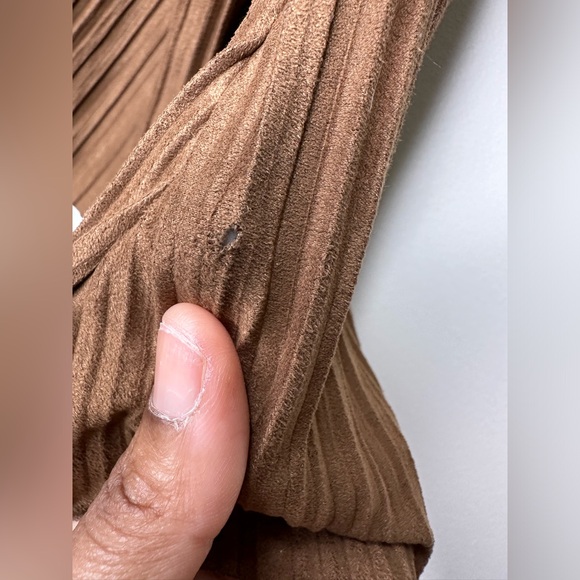 Chico’s Pleated Faux-Suede Cold-Shoulder Top - Picture 7 of 16